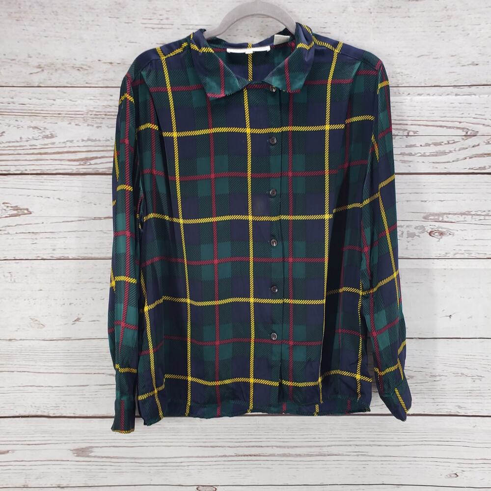 Preston & York Women's 100%Silk Button Up Long Sleeve Shirt Size M